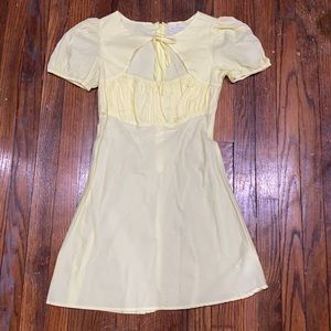 Pale Yellow Milkmaid Style Mini Dress